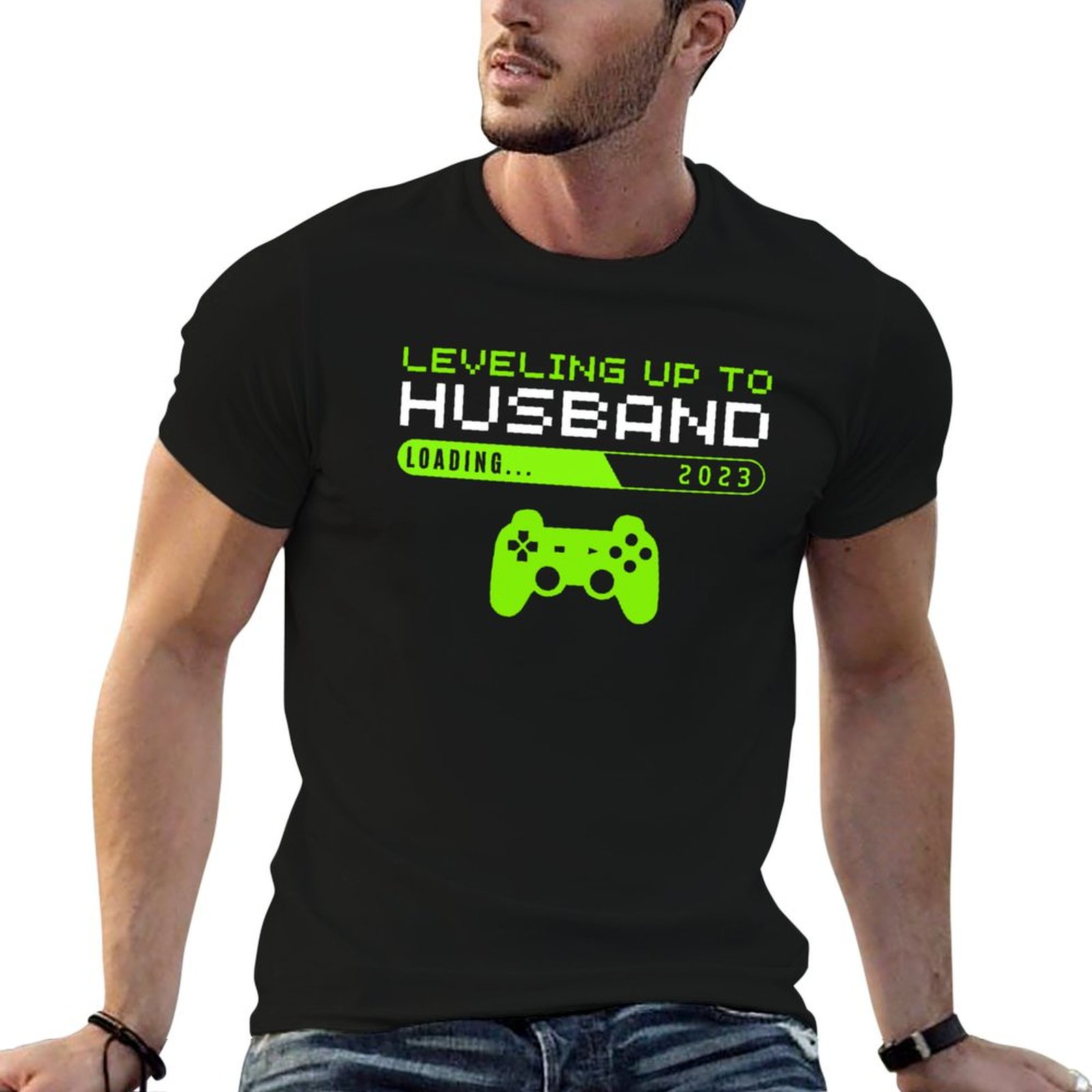 Men'S Grooming Video - 夫へのレベルアップギフト 2023年、新郎、ビデオゲーム愛好家、婚約、面白いTシャツ、大きいサイズ、カジュアルTシャツ
