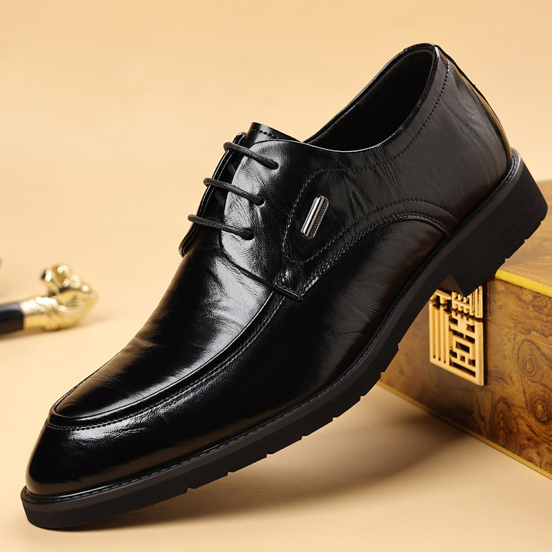 Men'S Grooming Oxford - 新しいメンズドレスシューズ結婚式ビジネスフォーマルレザーオックスフォード快適なソフトソールレースアップオフィスワーク新郎付添人靴