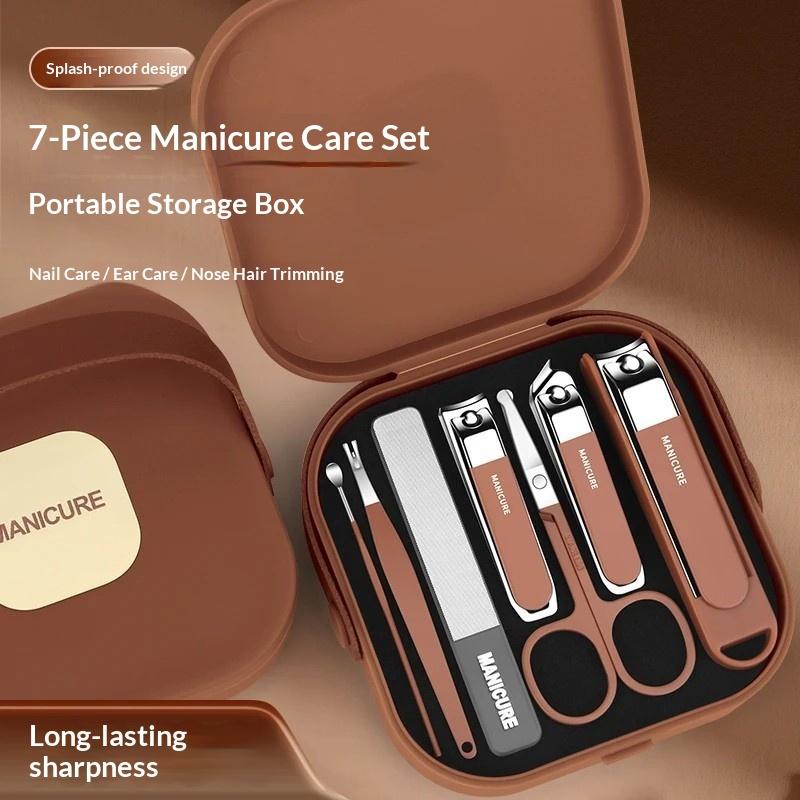 Nail Care Kit Mens - 7/8点入りネイルアートツールセット、ネイルカットキット、ネイルファイルとケアツール、高級ネイルケアツール（男女兼用）、精密なマニキュア用具