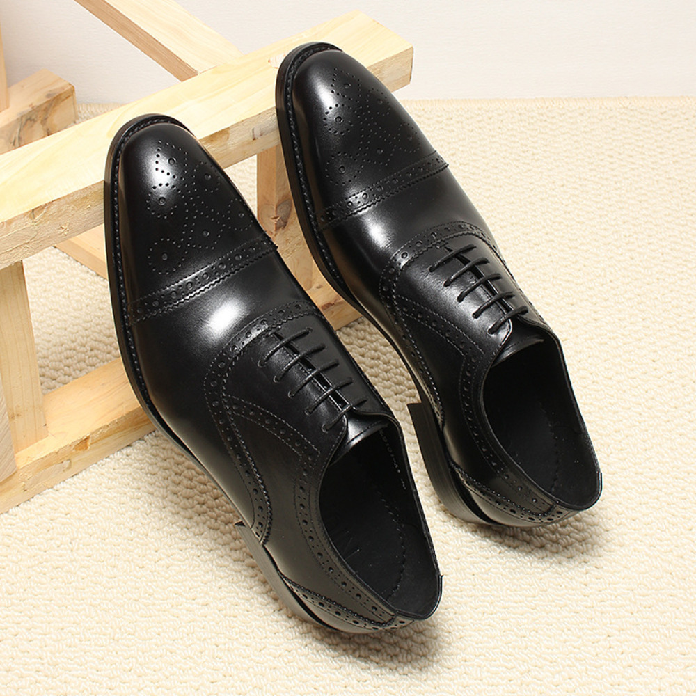 手作りフルグレインレザーブローグフォーマルドレスシューズ メ - Men'S Grooming Oxford のレビューと価格