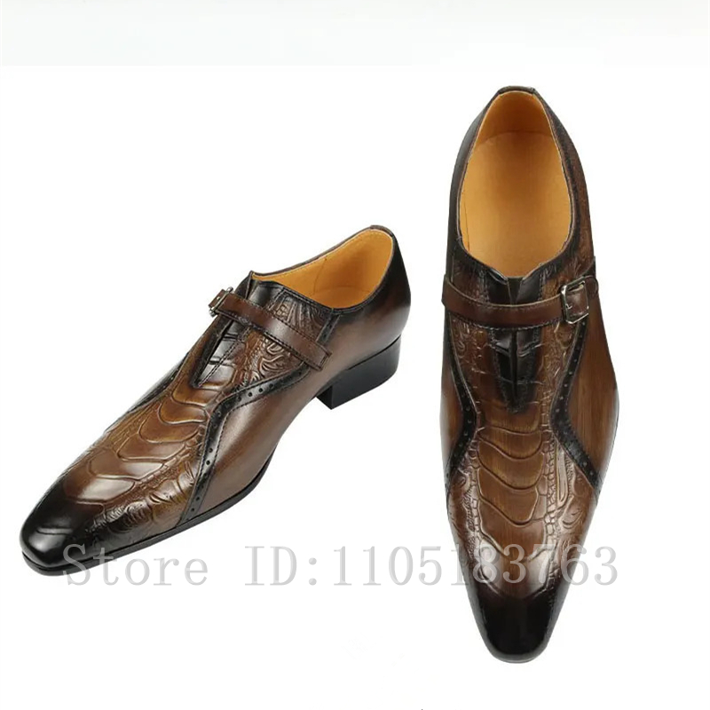 高級メンズブラウンブラックハンドメイド本革シューズバックルス - Men'S Grooming Oxford のレビューと価格