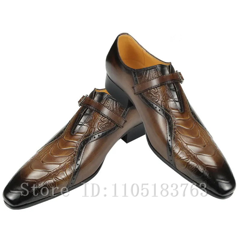 高級メンズブラウンブラックハンドメイド本革シューズバックルス - Men'S Grooming Oxford のレビューと価格