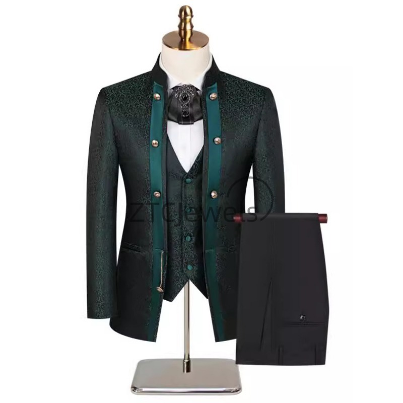 2026年新作中国風メンズスーツ、グリーンフルーツカラーとダ - Men Grooming Usa のレビューと価格